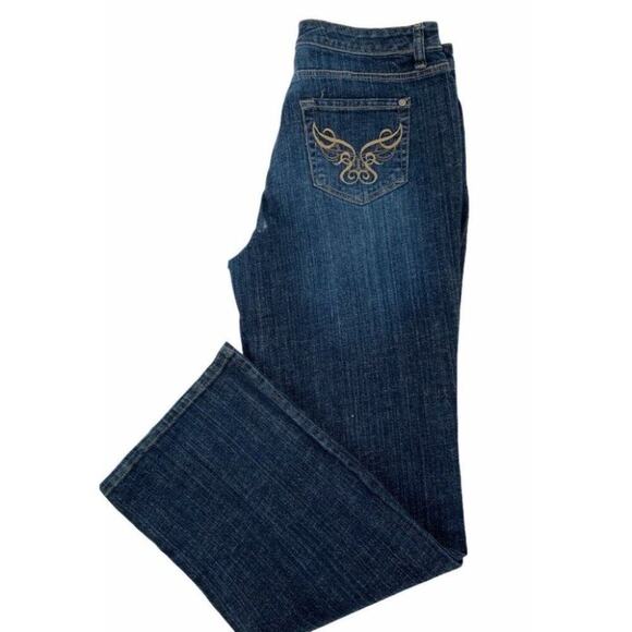 JeanStar Premium Denim Straight Denim Jeans Women Size 14 Stretch Pockets Blue - Picture 1 of 6